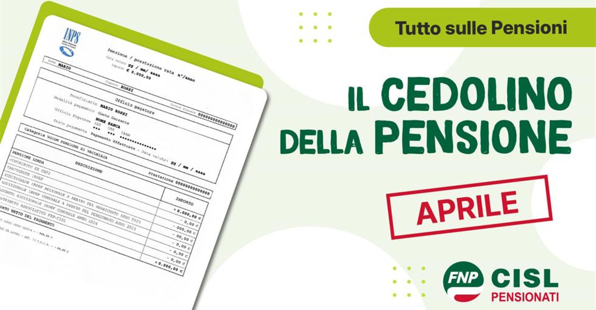 Cedolino pensione aprile 2026: arretrati, tasse e conguagli. Tutte le informazioni utili