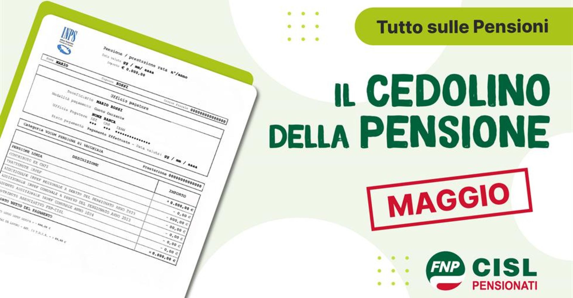 Cedolino pensione di maggio 2026: cosa sapere