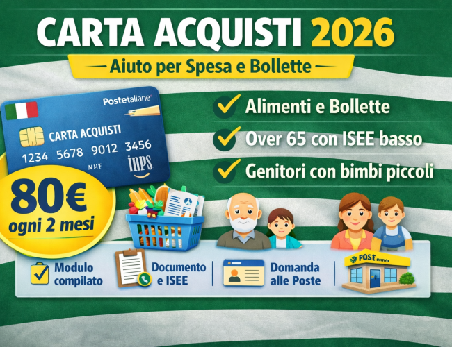 CARTA ACQUISTI 2026: DISPONIBILI I MODULI PER IL CONTRIBUTO SU SPESA E BOLLETTE