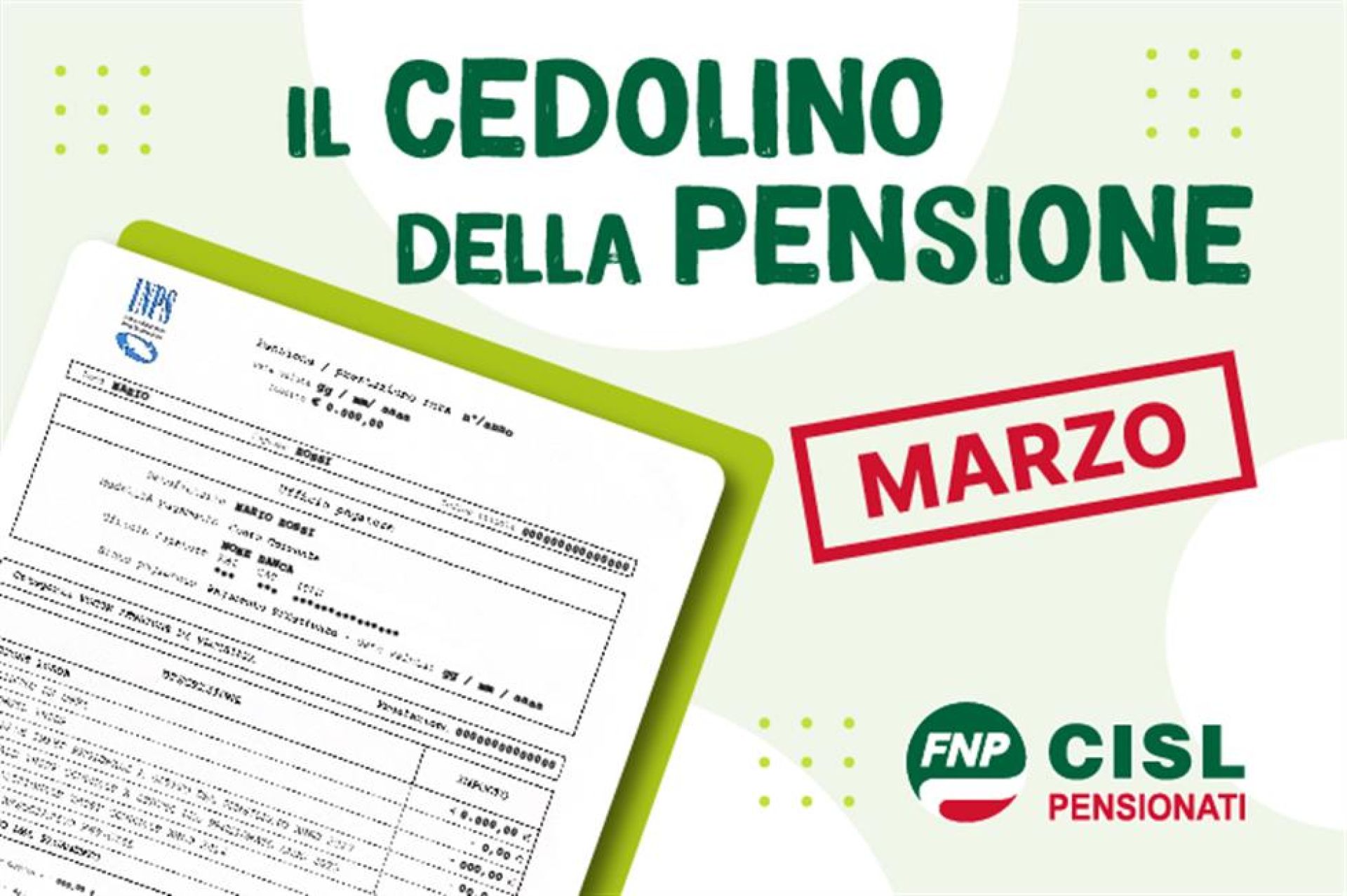 Cedolino pensione di marzo 2026: cosa cambia per i pensionati