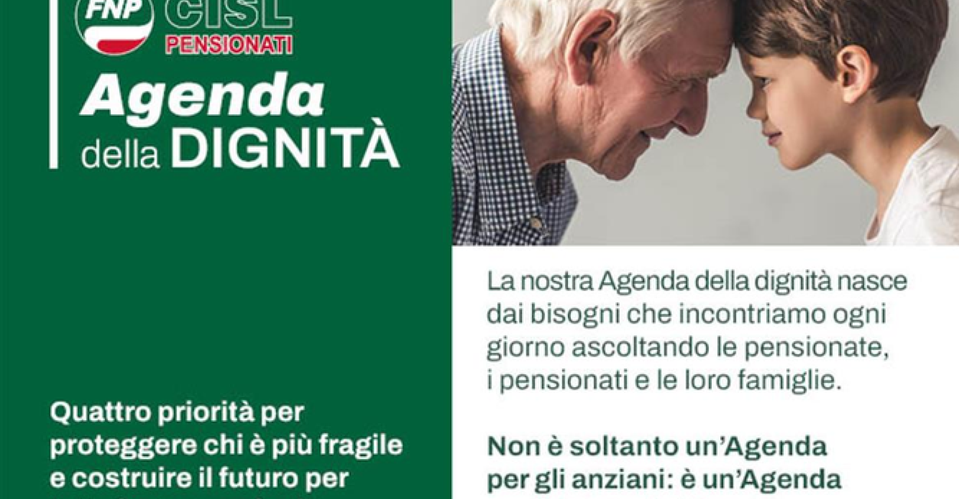 Una risposta concreta per il futuro di pensionati e famiglie: scopri l’Agenda della Dignità Fnp Cisl
